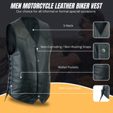 Men's Classic Side Lace, Gun Pockets Motorcycle Leather Vest.