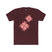 Dark red crew tee with pink and coral flower graphic on front