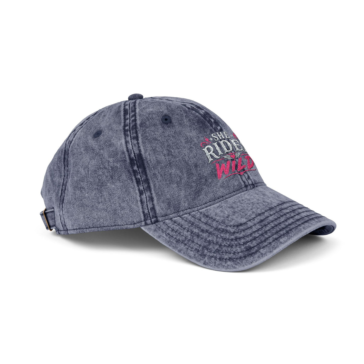 Vintage Embroidered Cap — "She Rides Wild" Retro Baseball Hat - Hats - Product View 16