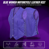 Women's Purple lace up side Motorcycle clubs Leather Vest