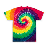 Tie-Dye Spiral Tee — Embroidered "Vibes & Love" Oversized T-Shirt