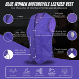 Women's Purple lace up side Motorcycle clubs Leather Vest