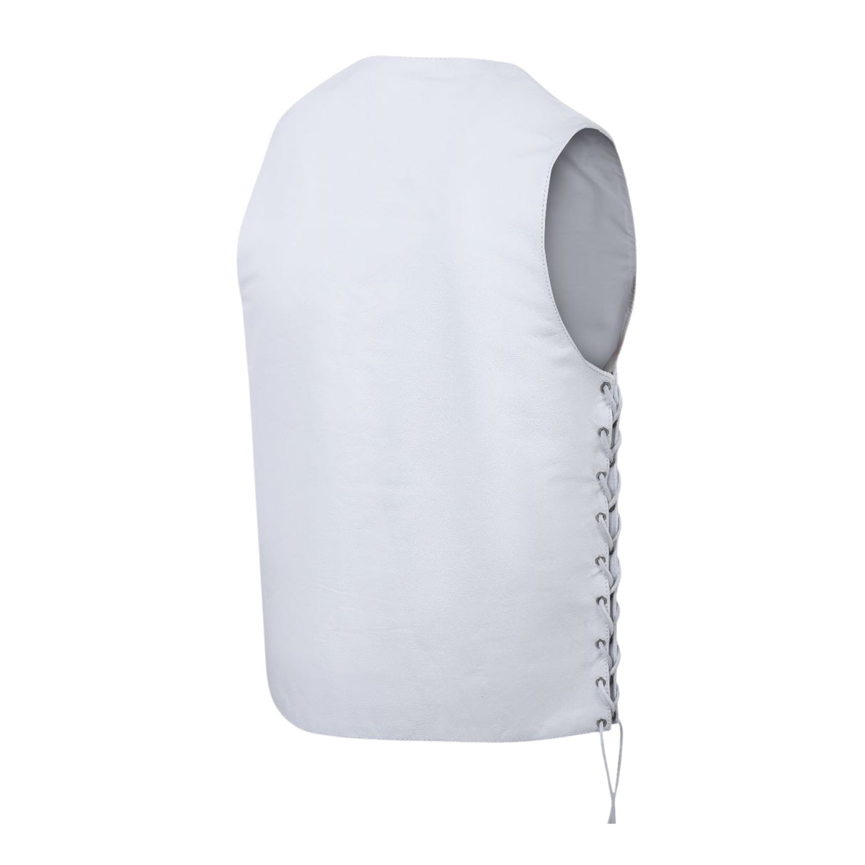 Men's Genuine White Leather 7 Pockets Motorcycle Biker Vest ANARCHY White SOA