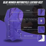 Women's Purple lace up side Motorcycle clubs Leather Vest