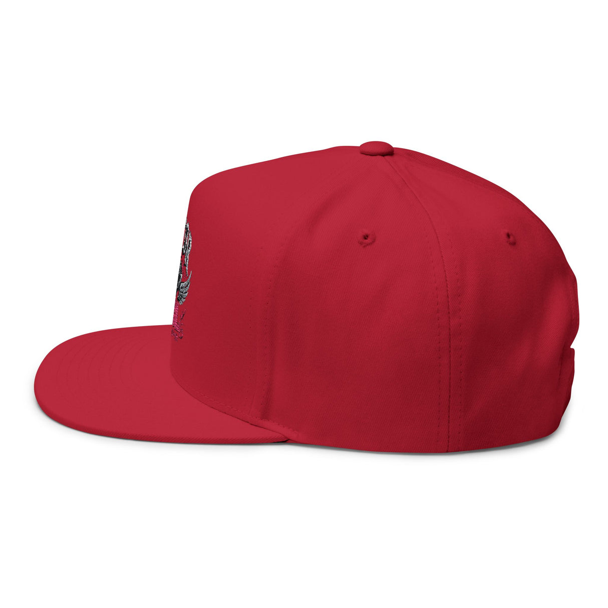 Motor Girl Embroidered Flat Bill Cap — Women's Biker Snapback Hat
