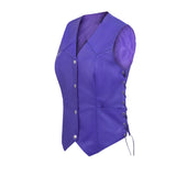 Women's Purple lace up side Motorcycle clubs Leather Vest