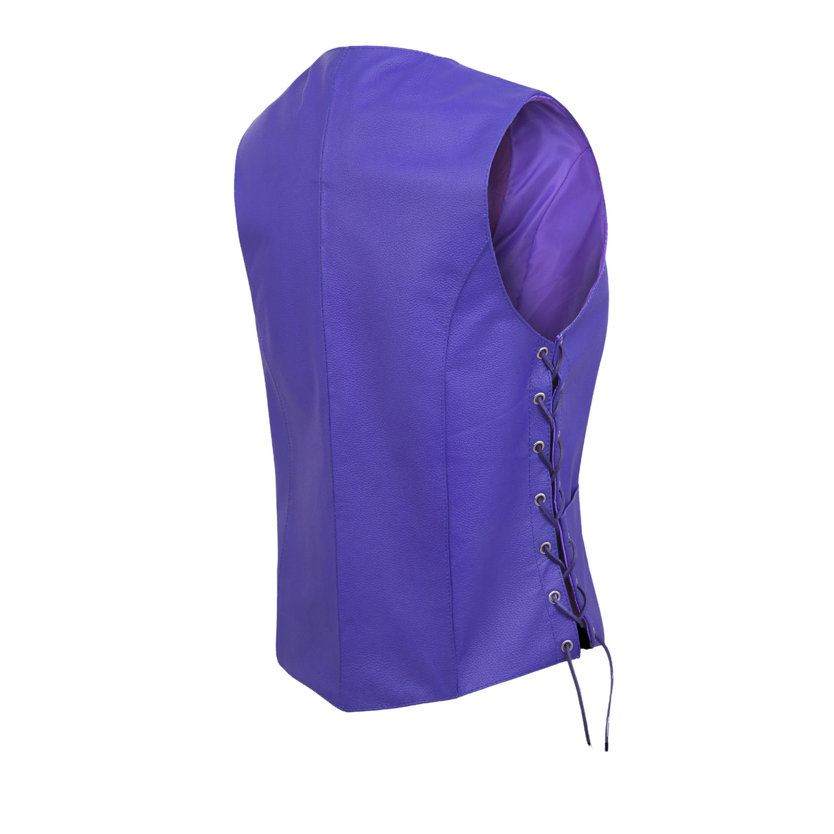 Women's Purple lace up side Motorcycle clubs Leather Vest