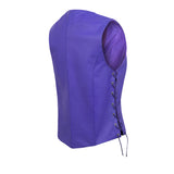 Women's Purple lace up side Motorcycle clubs Leather Vest