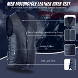 Men's Knight Dark Blue Side Lace Club Color Gun Leather Vest.