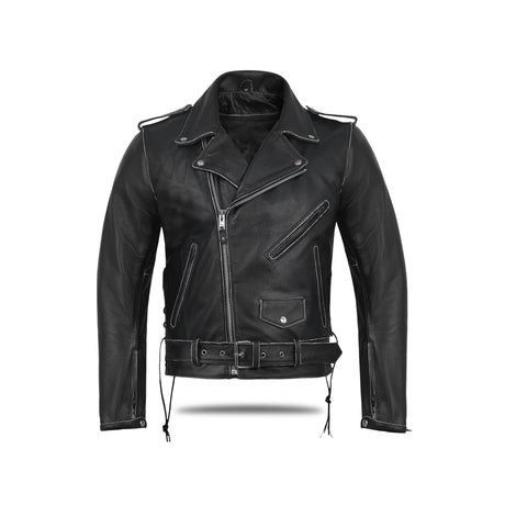 OLDSCHOOL New Old School Police Style Motorcycle Leather Jacket 2 Ammo pocket