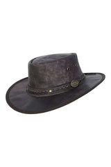 Brown Real Leather Crushable Travel Bush Hat