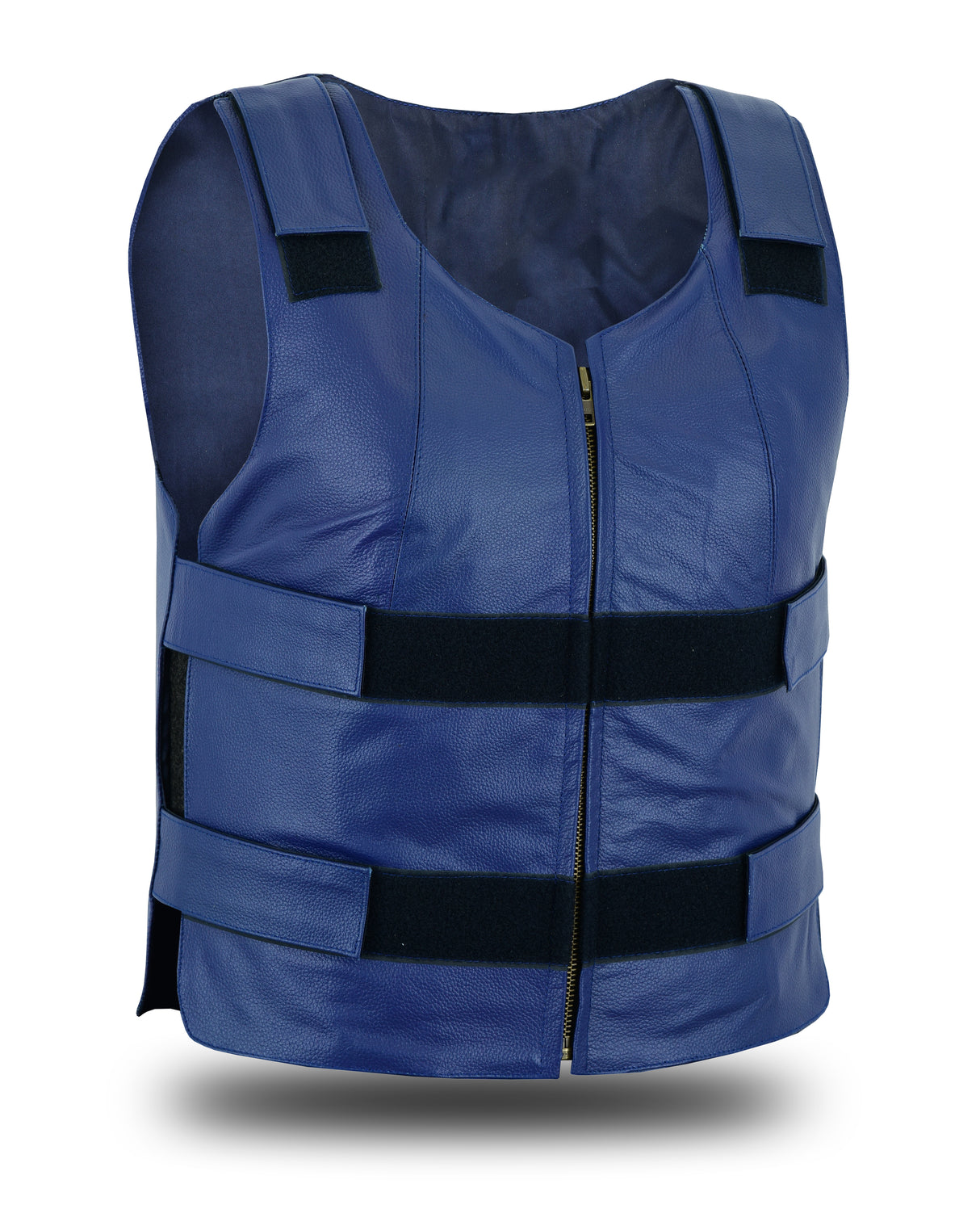 Navy Blue bulletproof Style Motorcycle Club Leather Women's Vest