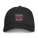Throttle Queen Embroidered Cap — Vintage Coastal Washed Baseball Hat Printify