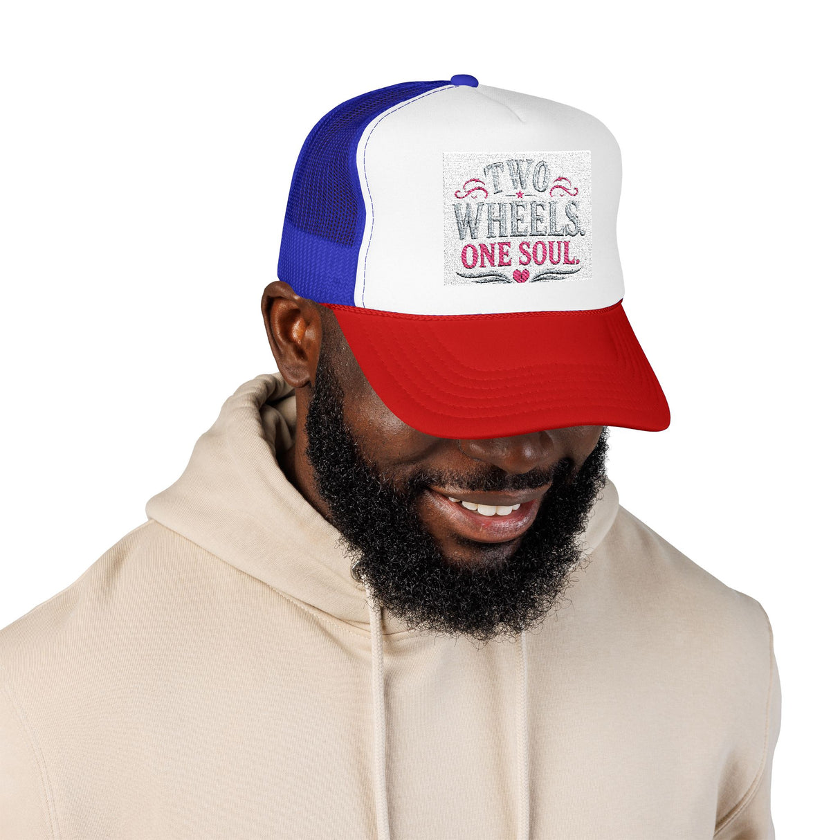 Trucker Hat – Two Wheels One Soul Motorcycle Foam Cap Printify