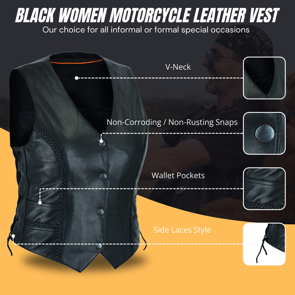 Women Braid and lace up side Vest The Classic