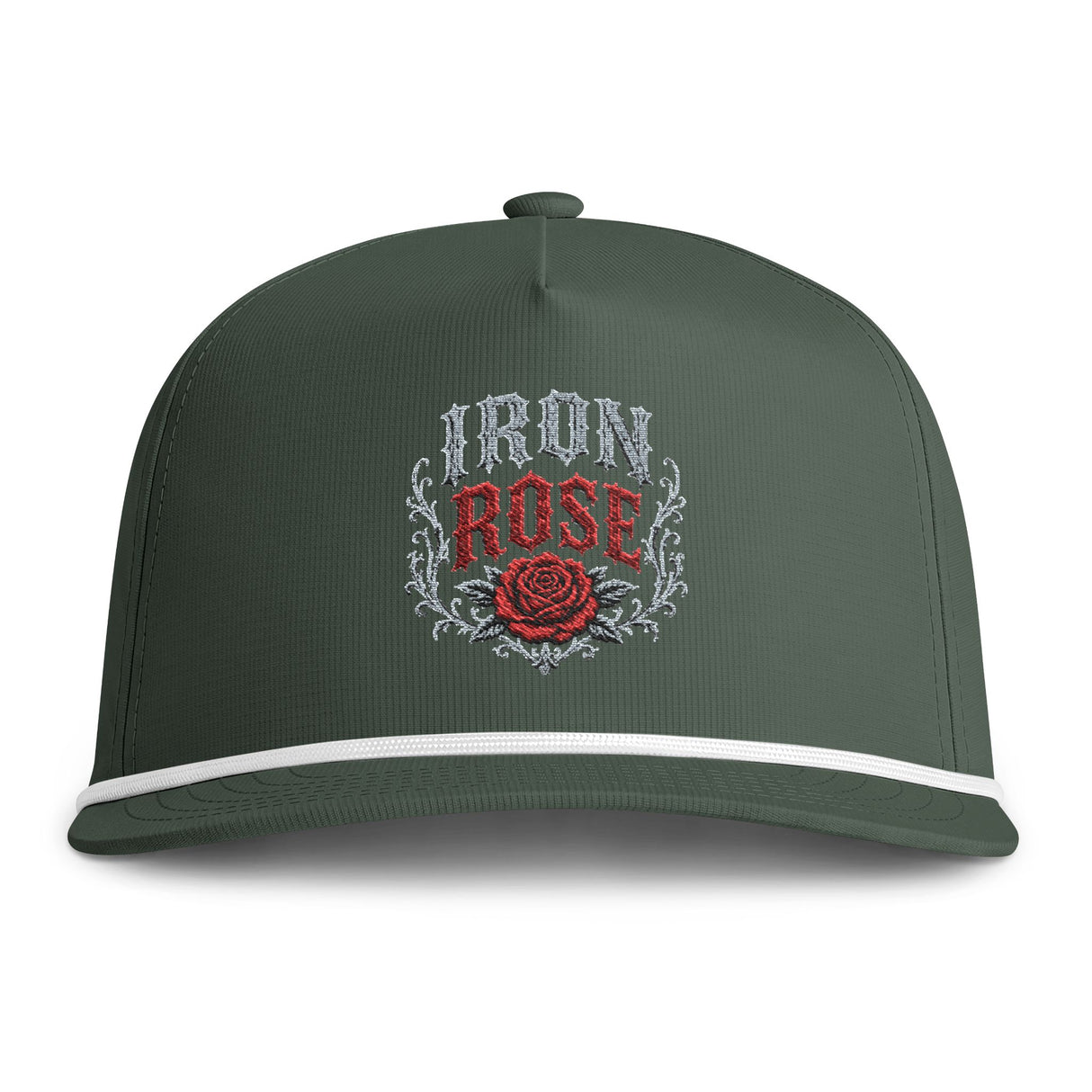 Embroidered "Iron Rose" Rope Cap — Vintage Floral Trucker Hat