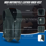 Men Motorcycle Covington Gun Pocket, Side Lace Leather Vest