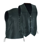Men Motorcycle Covington Gun Pocket, Side Lace Leather Vest