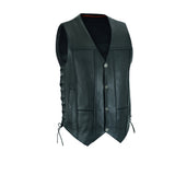 Men Motorcycle Covington Gun Pocket, Side Lace Leather Vest