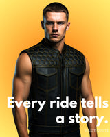 Men's Yellow Cross Stitch Club Leather Cow Natural Leather Vest