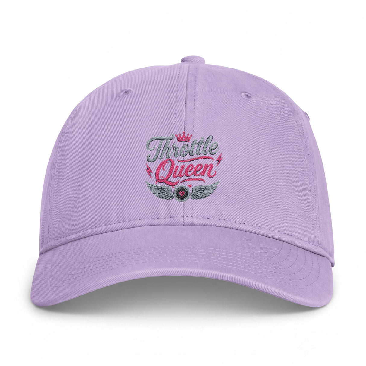 Throttle Queen Embroidered Cap — Vintage Coastal Washed Baseball Hat Printify