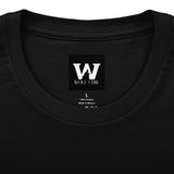 Black crew neck tee with Wolf Claw logo patch at chest