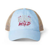 Women's Washed Mesh-Back Cap She Rides Wild Embroidered