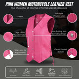 Women's Hot Pink color side laced Gun pockets Leather Vest
