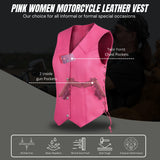 Women's Hot Pink color side laced Gun pockets Leather Vest