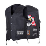 Men's Side Lace Eagle& Flag Pre-Patched Motorcycle Vest