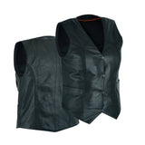 Ladies Women soft leather biker motorcycle vest black concealed carry