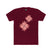 Burgundy crew tee with pink and coral flower graphic on front