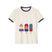 Cream ringer T-shirt with navy trim and patriotic popsicle graphic on the front
