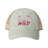 Women's Washed Mesh-Back Cap She Rides Wild Embroidered