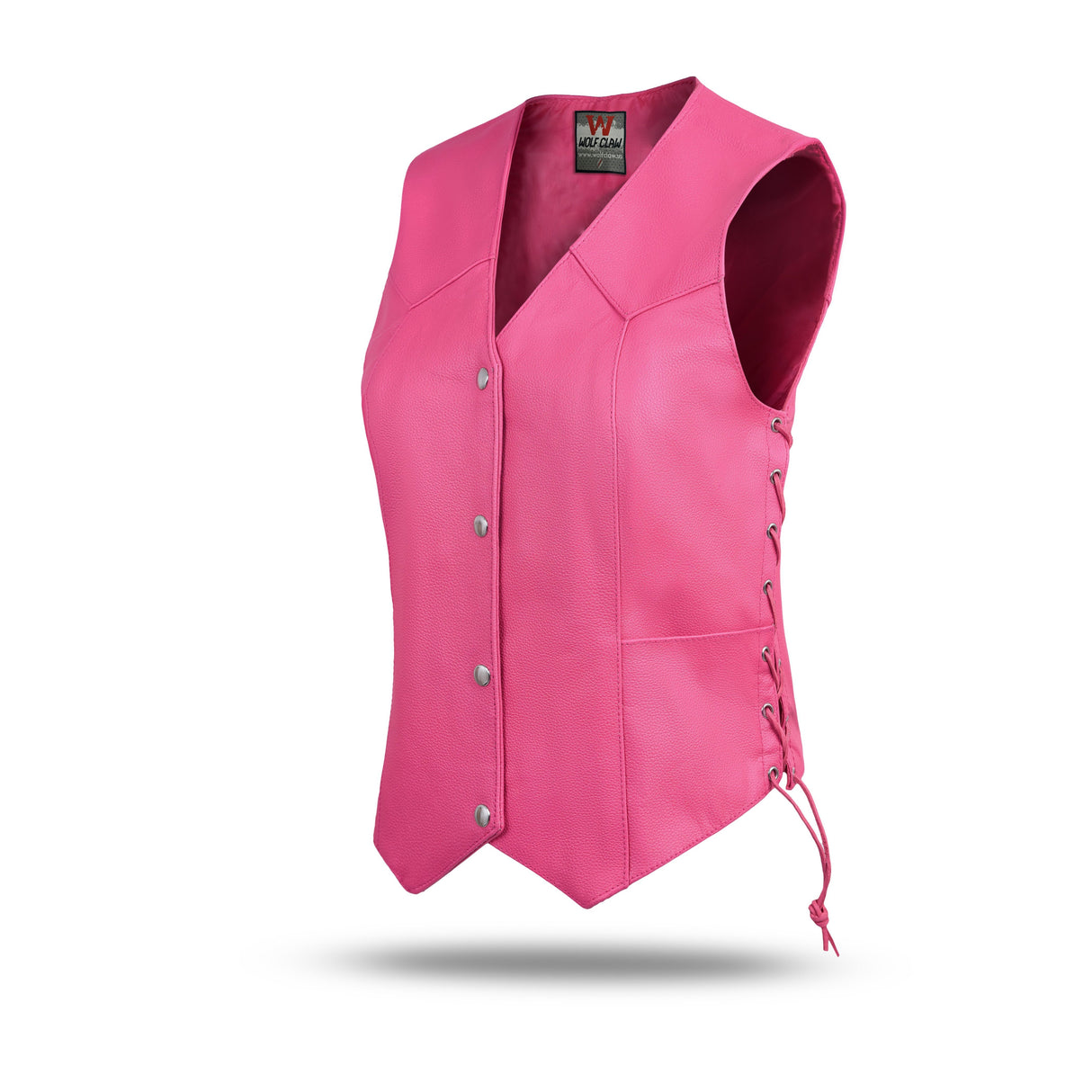 Women's Hot Pink color side laced Gun pockets Leather Vest