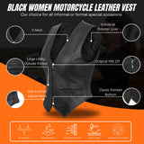 WCWV53541SPT Women rib stretch zipper front leather vest