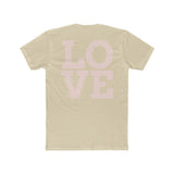 Cream crew neck tee with large LOVE graphic on the front
