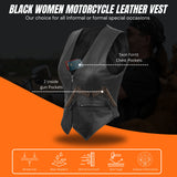 WCWV53541SPT Women rib stretch zipper front leather vest
