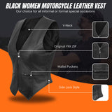 WCWV53541SPT Women rib stretch zipper front leather vest