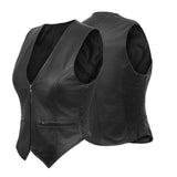 WCWV53541SPT Women rib stretch zipper front leather vest