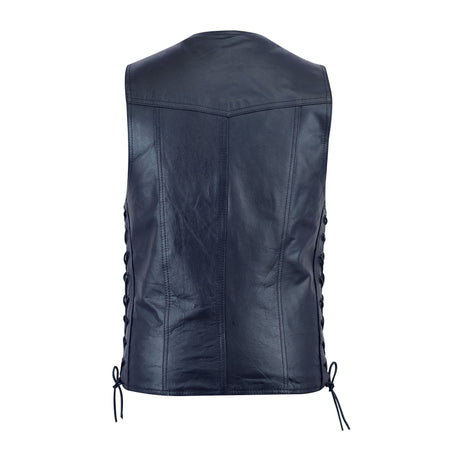 Men's Knight Dark Blue Side Lace Club Color Gun Leather Vest.