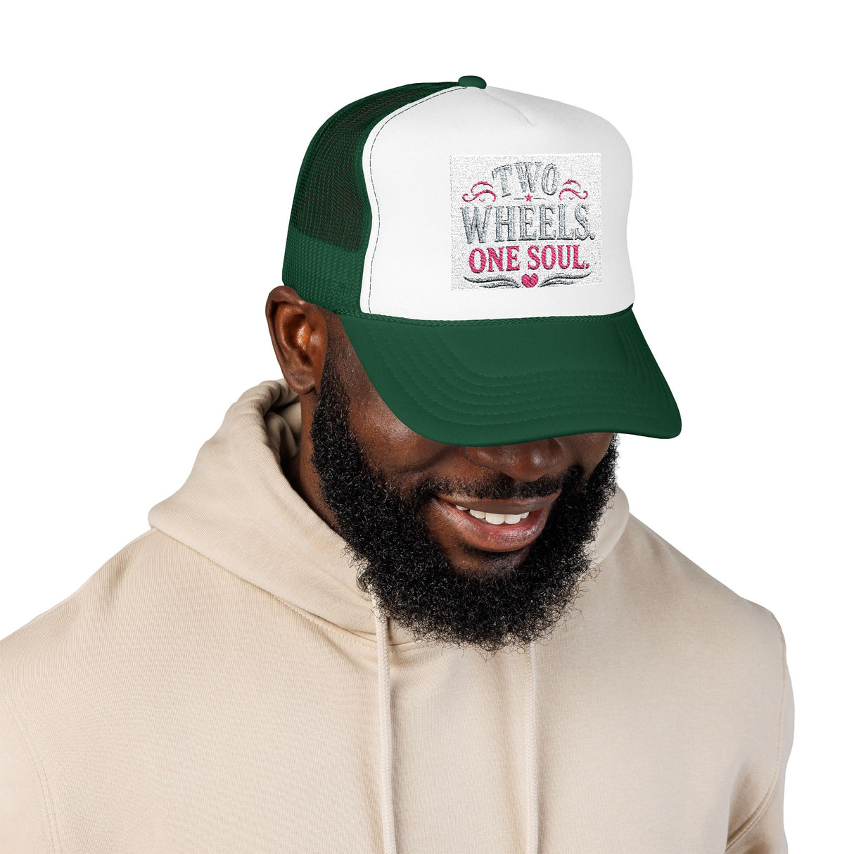 Trucker Hat – Two Wheels One Soul Motorcycle Foam Cap Printify