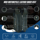 Rub Buff Style Men's Leather Vest 7 Pockets Biker Real Cowhide