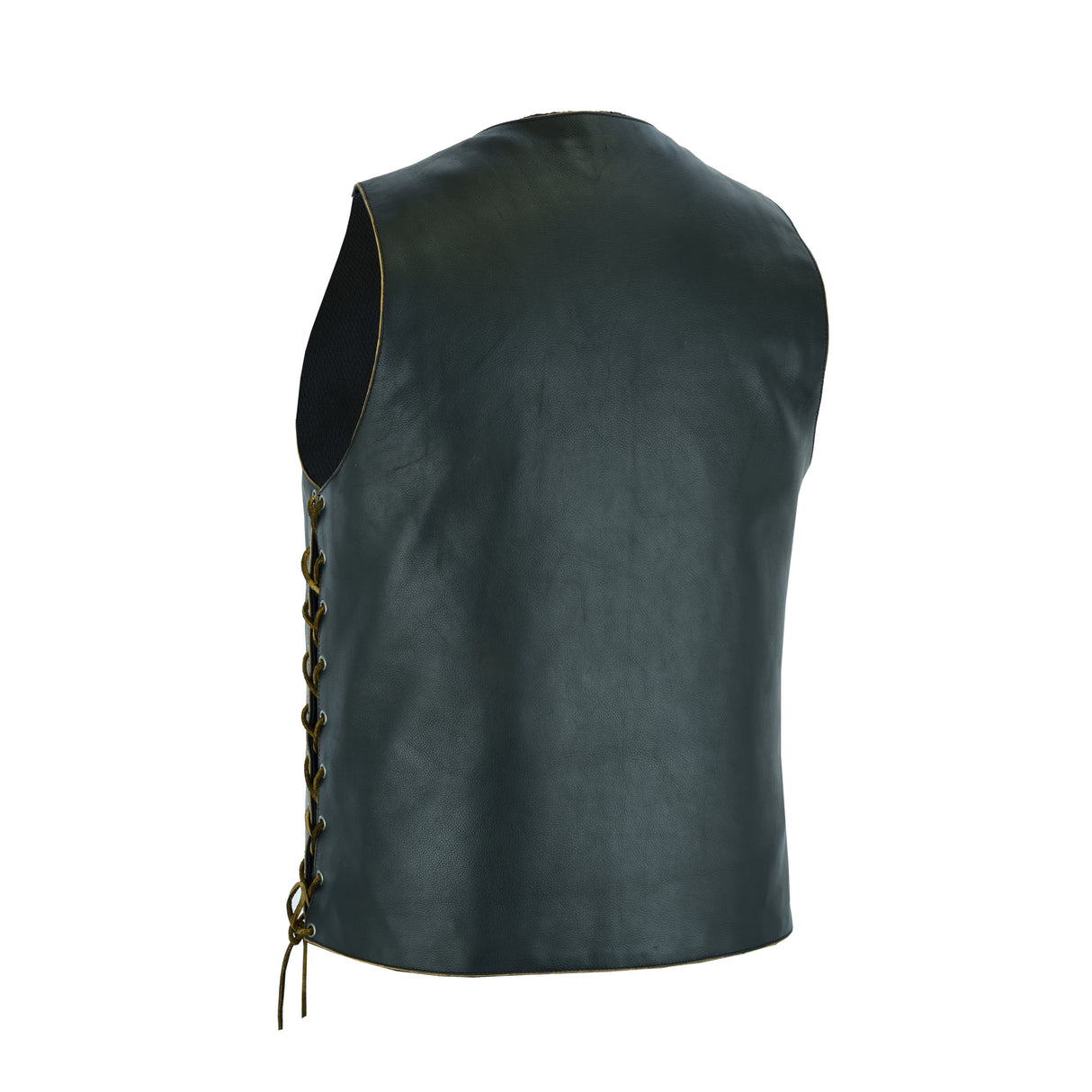 Rub Buff Style Men's Leather Vest 7 Pockets Biker Real Cowhide