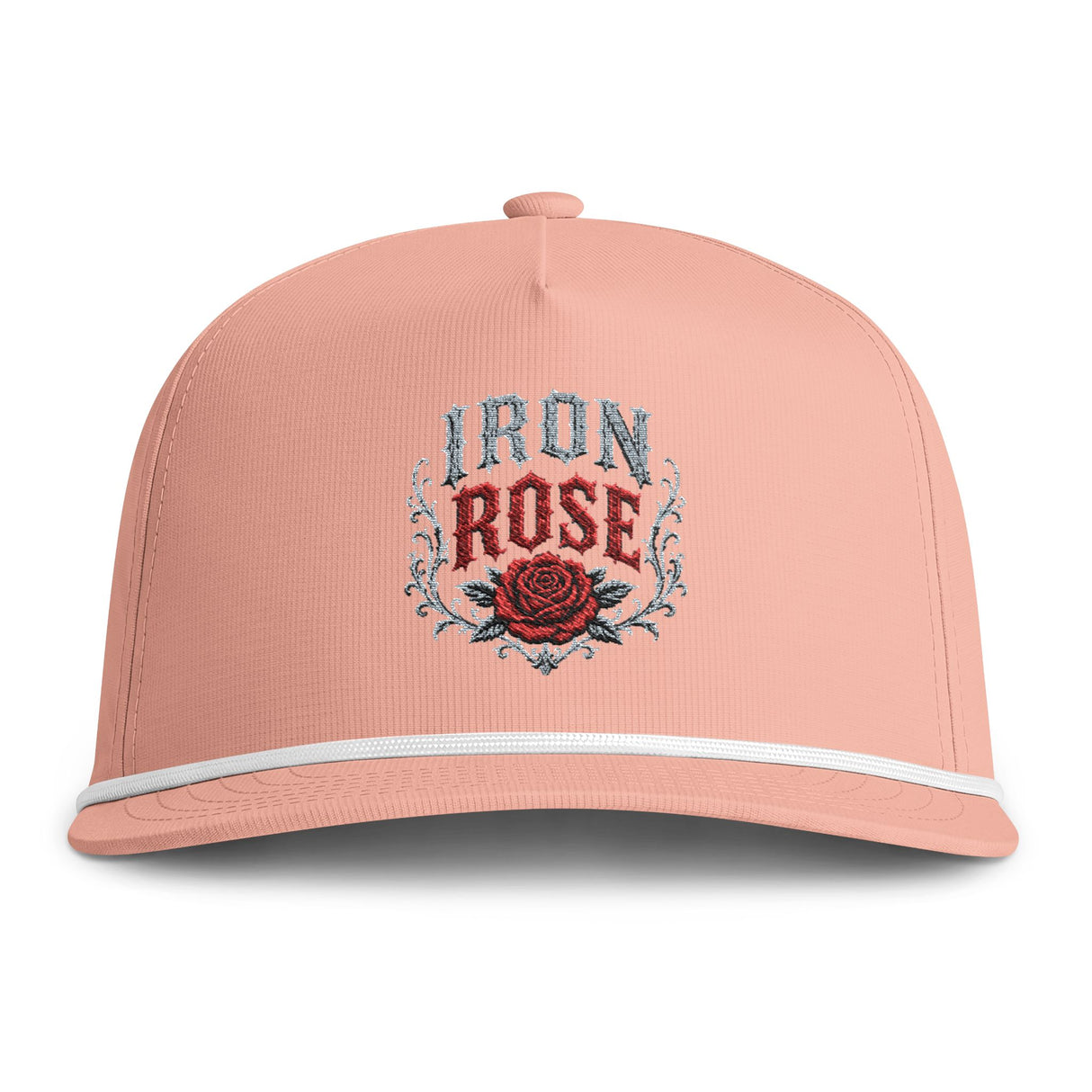 Embroidered "Iron Rose" Rope Cap — Vintage Floral Trucker Hat