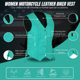 Women's Teal color side laced with Gun pockets Leather Vest