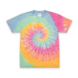 Tie-Dye Spiral Tee — Embroidered "Vibes & Love" Oversized T-Shirt