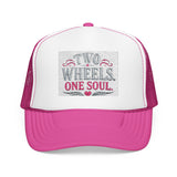 Trucker Hat – Two Wheels One Soul Motorcycle Foam Cap Printify