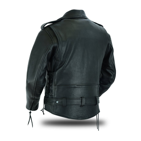 Authentic Highway Patrol Leather Jacket Black Hardware Kidney Back