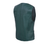 Ladies Women soft green leather biker motorcycle vest concealed carry style
